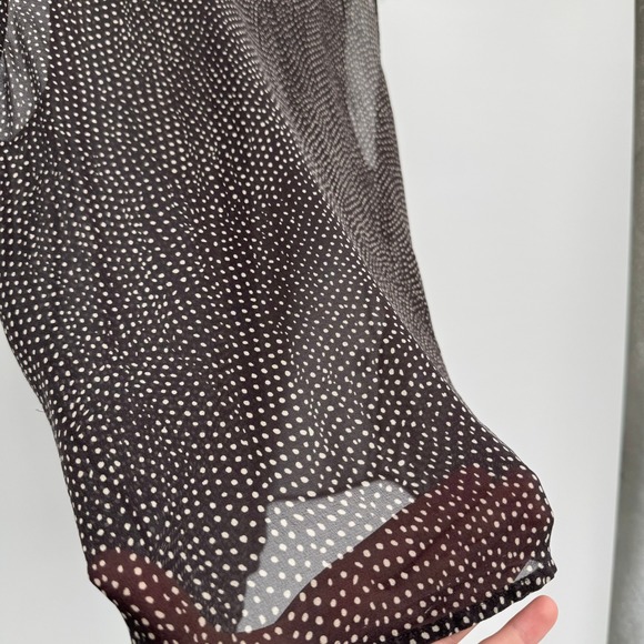 Calvin Klein Brown Polka Dot Sleeveless Sheer Silk Button Front‎ Blouse Sz 14 - Picture 9 of 11